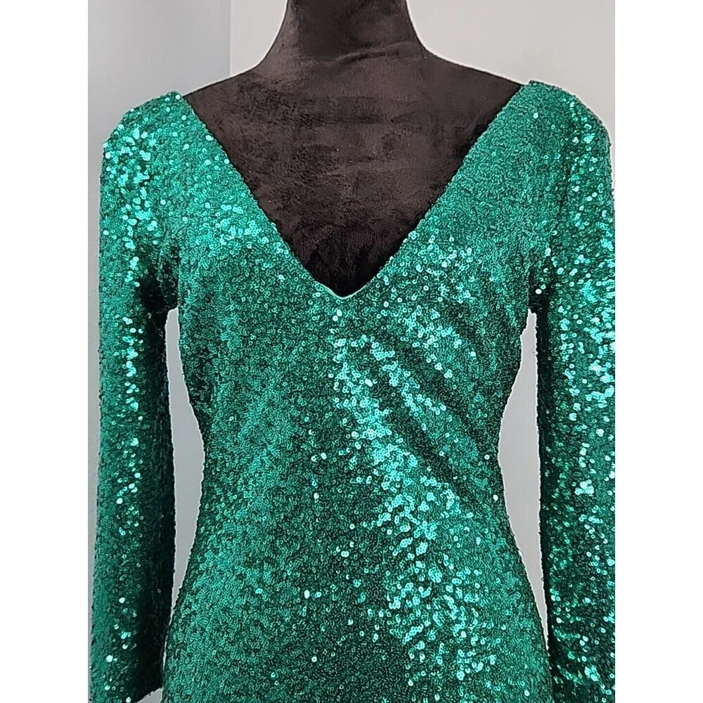 A'gaci Agaci Bodycon Mid Sleeve Dress Large Sequin Homecoming Festival Concert - Picture 3 of 12
